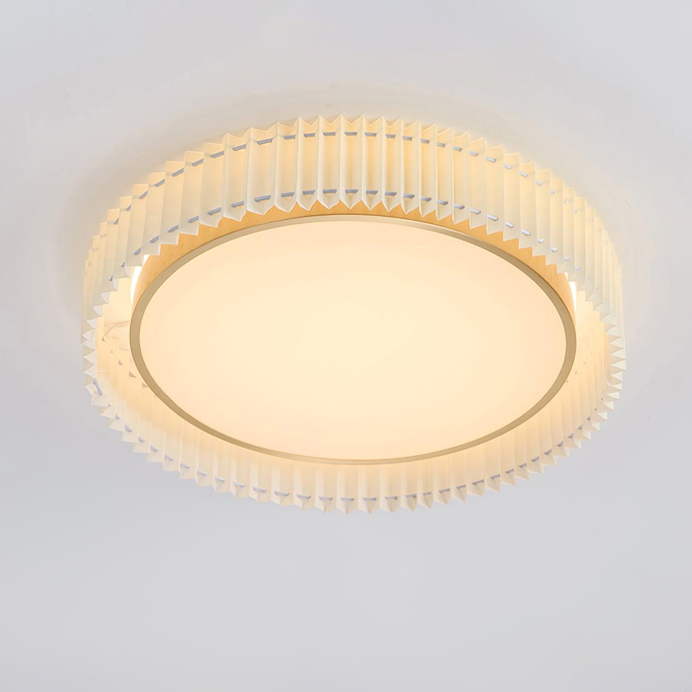 Modern Pleated Fabric Flush Mount LED Ceiling Light for Living Room Bedroom