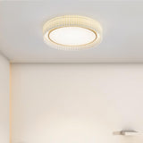 Modern Pleated Fabric Flush Mount LED Ceiling Light for Living Room Bedroom
