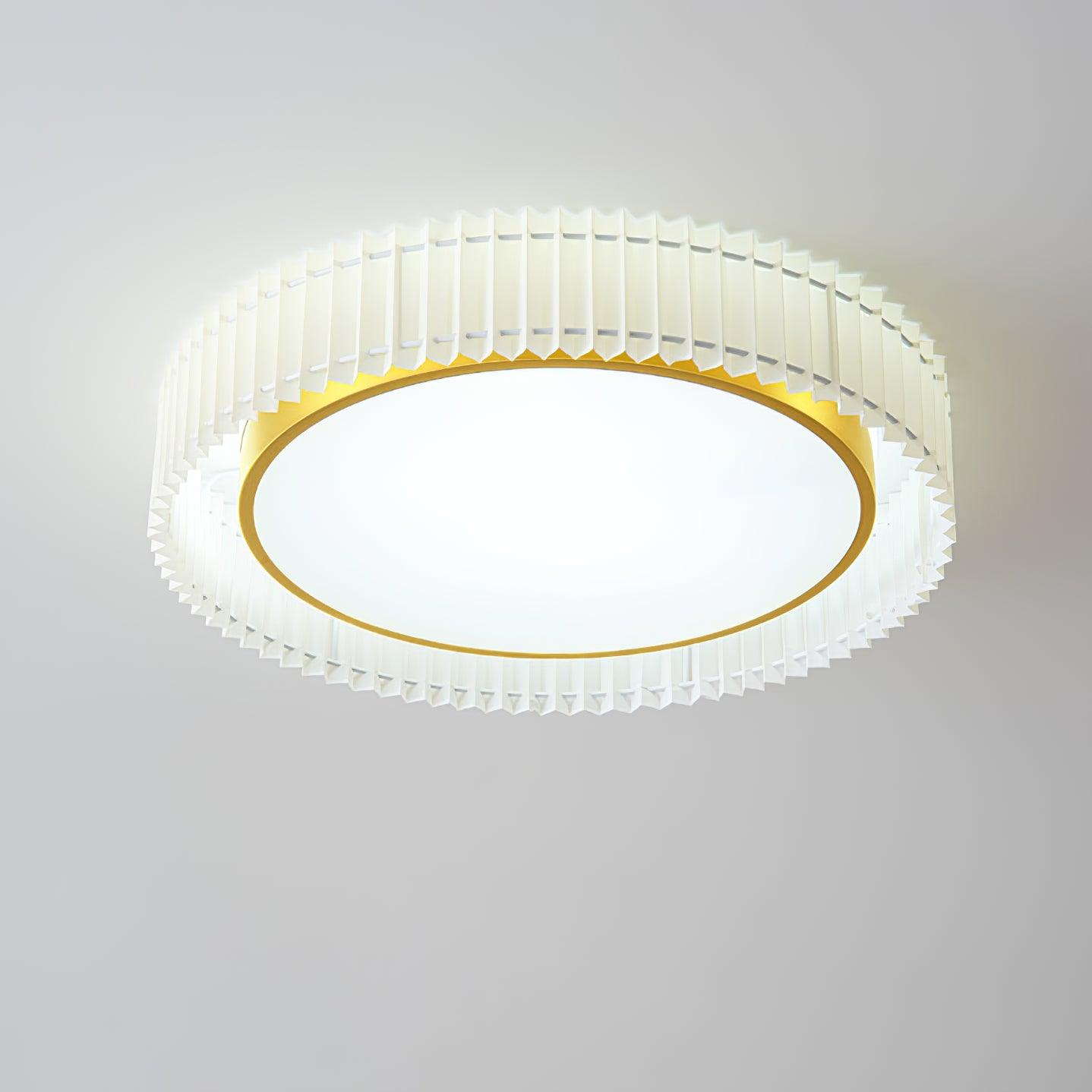 Modern Pleated Fabric Flush Mount LED Ceiling Light for Living Room Bedroom