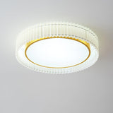 Modern Pleated Fabric Flush Mount LED Ceiling Light for Living Room Bedroom