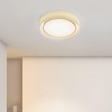 Modern Pleated Fabric Flush Mount LED Ceiling Light for Living Room Bedroom