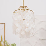 Modern Round Shell Pendant Light Coastal Chandelier for Living Room and Bedroom