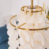 Modern Round Shell Pendant Light Coastal Chandelier for Living Room and Bedroom