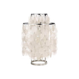 Natural Mother of Pearl Shell Table Lamp Round Coastal Bedside Light for Modern Interiors