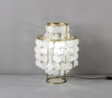 Natural Mother of Pearl Shell Table Lamp Round Coastal Bedside Light for Modern Interiors