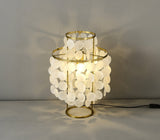 Natural Mother of Pearl Shell Table Lamp Round Coastal Bedside Light for Modern Interiors