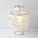 Natural Mother of Pearl Shell Table Lamp Round Coastal Bedside Light for Modern Interiors