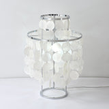 Natural Mother of Pearl Shell Table Lamp Round Coastal Bedside Light for Modern Interiors