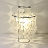Natural Mother of Pearl Shell Table Lamp Round Coastal Bedside Light for Modern Interiors