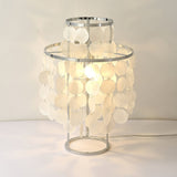 Natural Mother of Pearl Shell Table Lamp Round Coastal Bedside Light for Modern Interiors