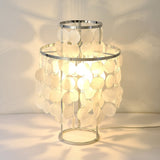 Natural Mother of Pearl Shell Table Lamp Round Coastal Bedside Light for Modern Interiors