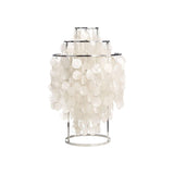Natural Mother of Pearl Shell Table Lamp Round Coastal Bedside Light for Modern Interiors