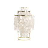 Natural Mother of Pearl Shell Table Lamp Round Coastal Bedside Light for Modern Interiors