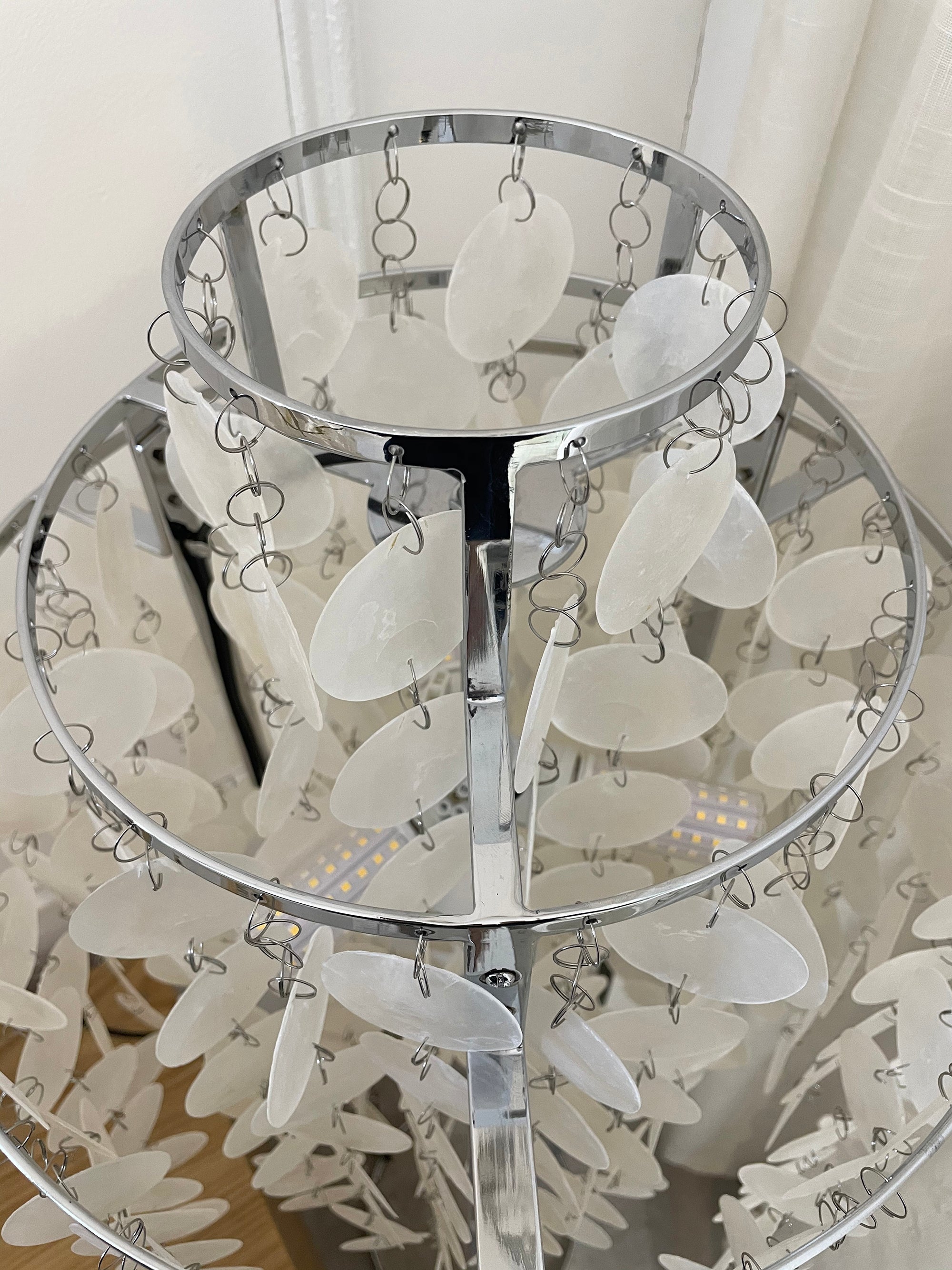 Natural Mother of Pearl Shell Table Lamp Round Coastal Bedside Light for Modern Interiors