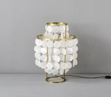 Natural Mother of Pearl Shell Table Lamp Round Coastal Bedside Light for Modern Interiors