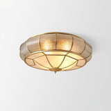 Modern Brass Flush Mount Ceiling Light with Textured Glass Shade for Indoor Spaces