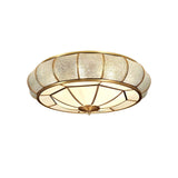 Modern Brass Flush Mount Ceiling Light with Textured Glass Shade for Indoor Spaces