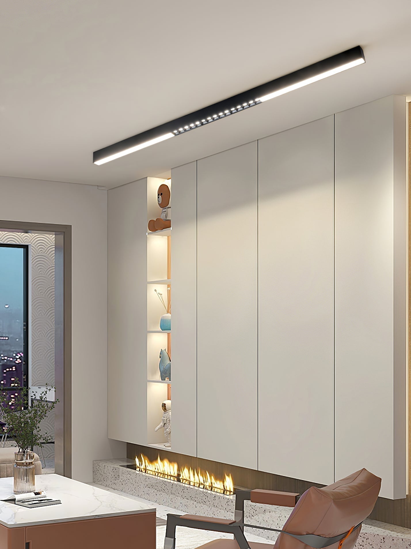 Modern Linear Magnetic Floating LED Ceiling Light with Minimalist Aluminum Design