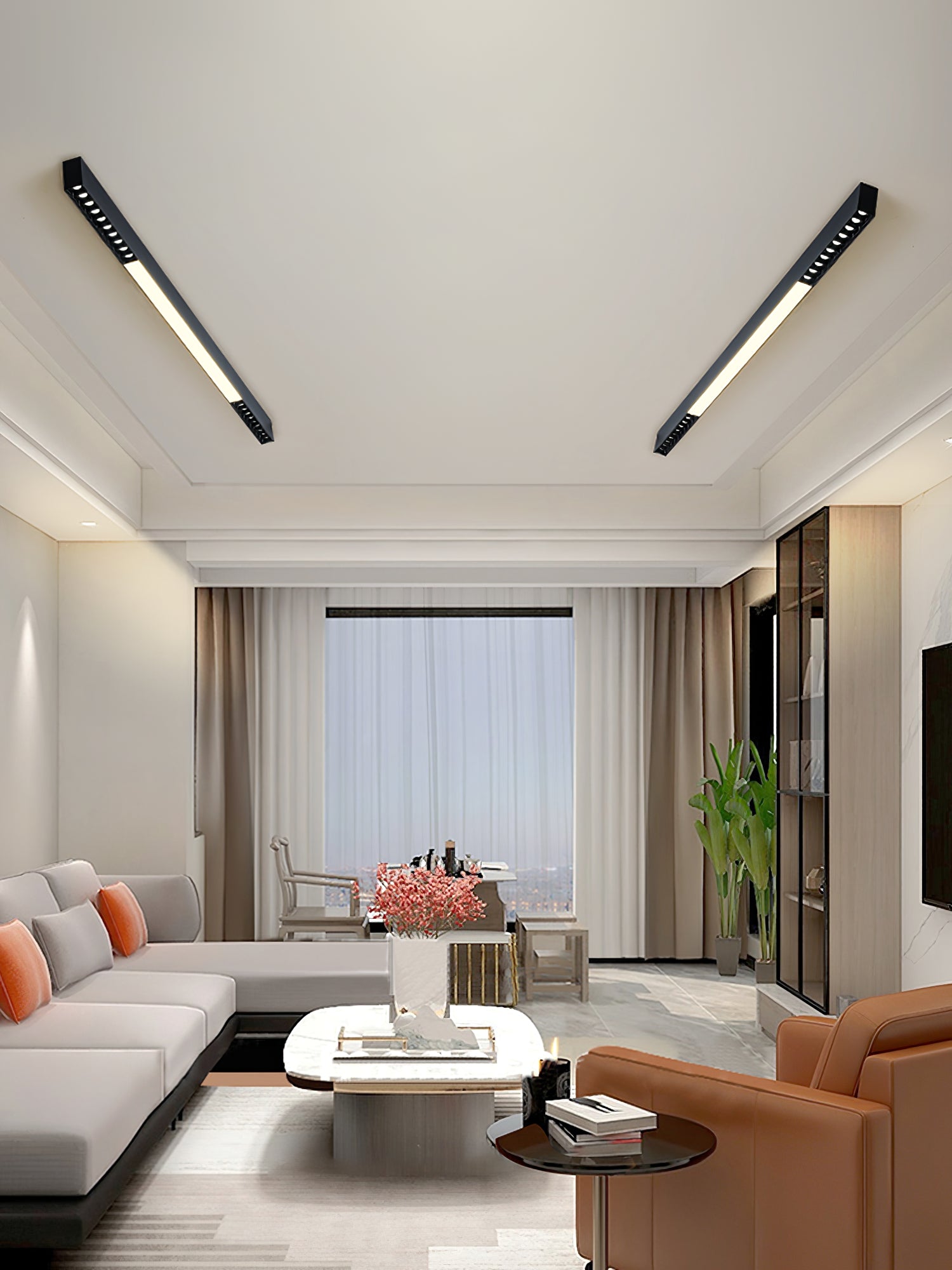 Modern Linear Magnetic Floating LED Ceiling Light with Minimalist Aluminum Design