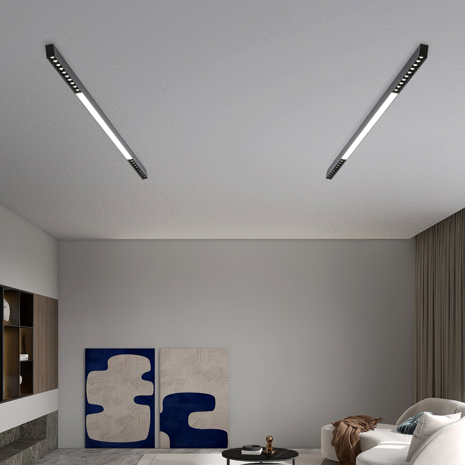 Modern Linear Magnetic Floating LED Ceiling Light with Minimalist Aluminum Design