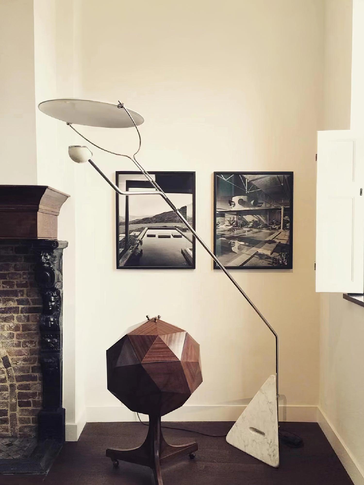 Salocchi Modern Arched Marble Floor Lamp with Integrated LED Standing Lighting for Indoor Spaces