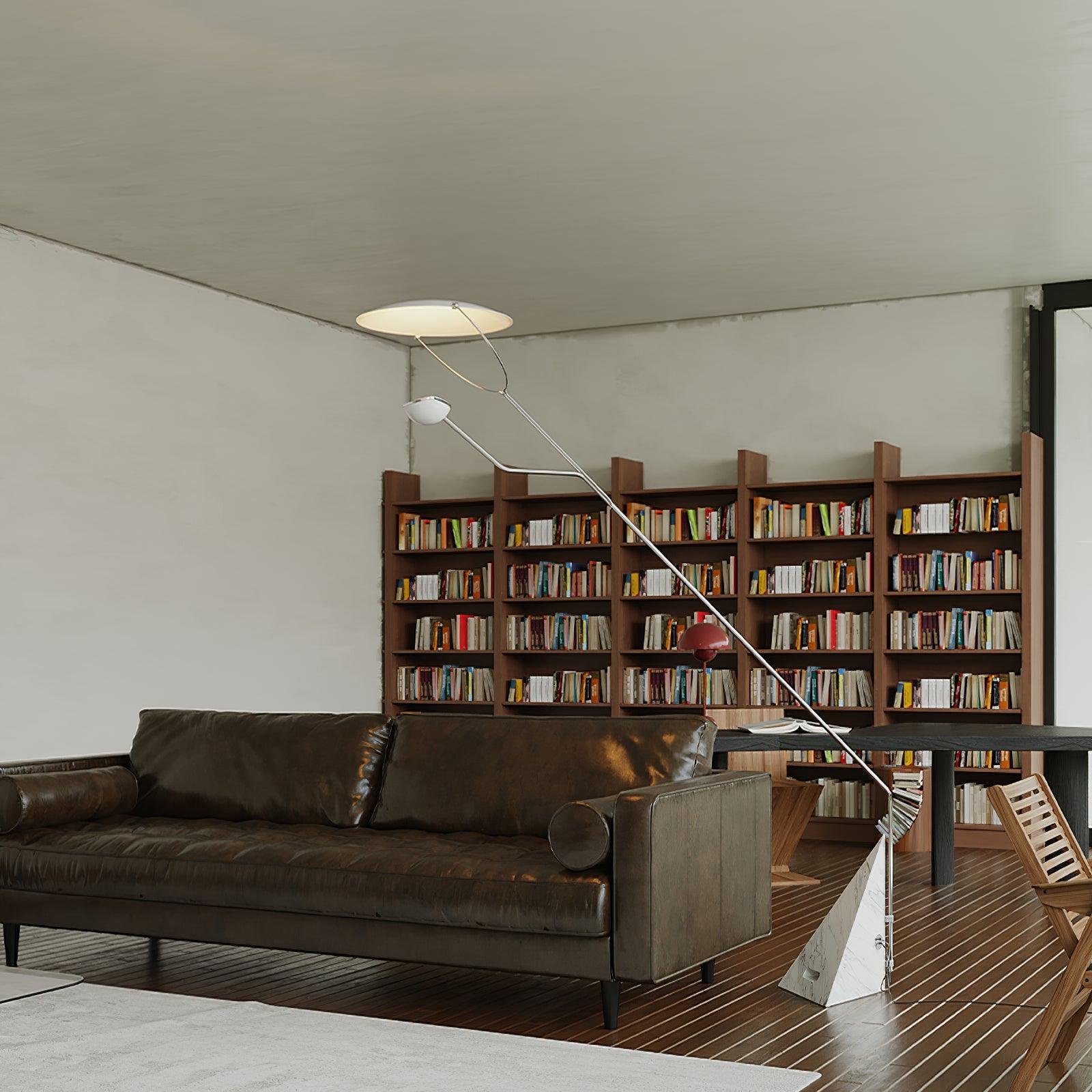 Salocchi Modern Arched Marble Floor Lamp with Integrated LED Standing Lighting for Indoor Spaces