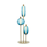 Modern Hand Blown Glass LED Floor Standing Lamp with Gold Metal Frame for Living Room Reading
