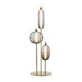 Modern Hand Blown Glass LED Floor Standing Lamp with Gold Metal Frame for Living Room Reading