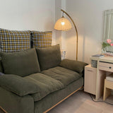 Sanna Curved Bamboo Floor Lamp with Marble Base and Beige Linen Shade for Modern Living Rooms