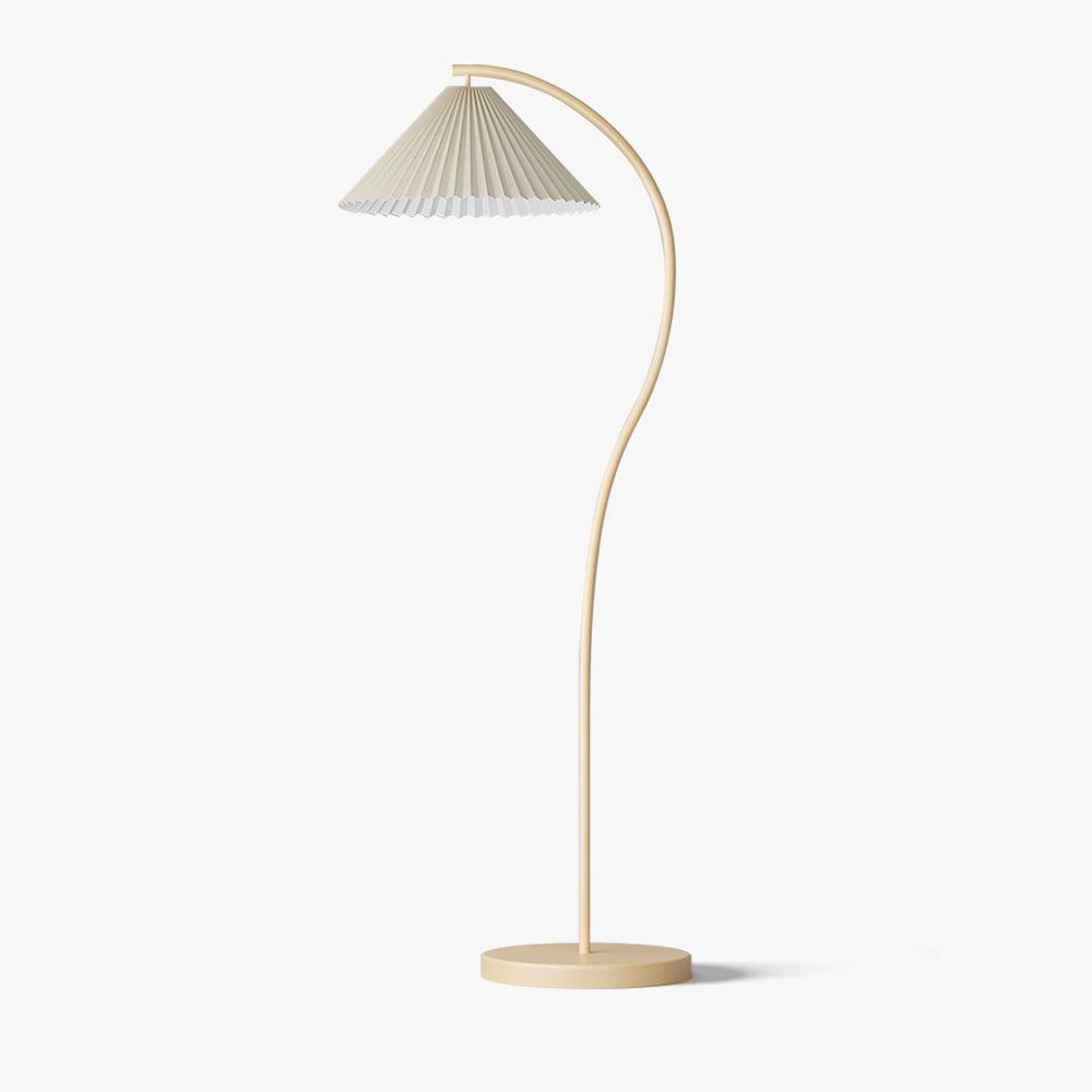 modern-arched-standing-floor-lamp-with-pleated-fabric-shade-in-cream-finish