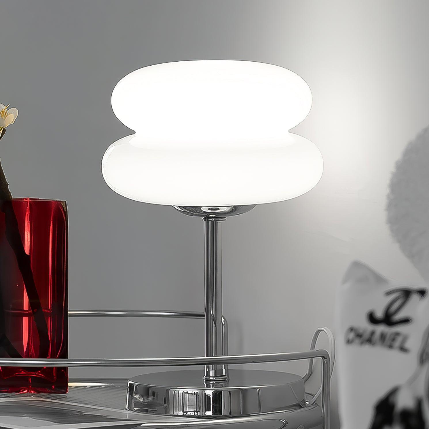 Saturn Ring Glass Table Lamp with Chrome Base and Sphere Shade