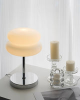 Saturn Ring Glass Table Lamp with Chrome Base and Sphere Shade