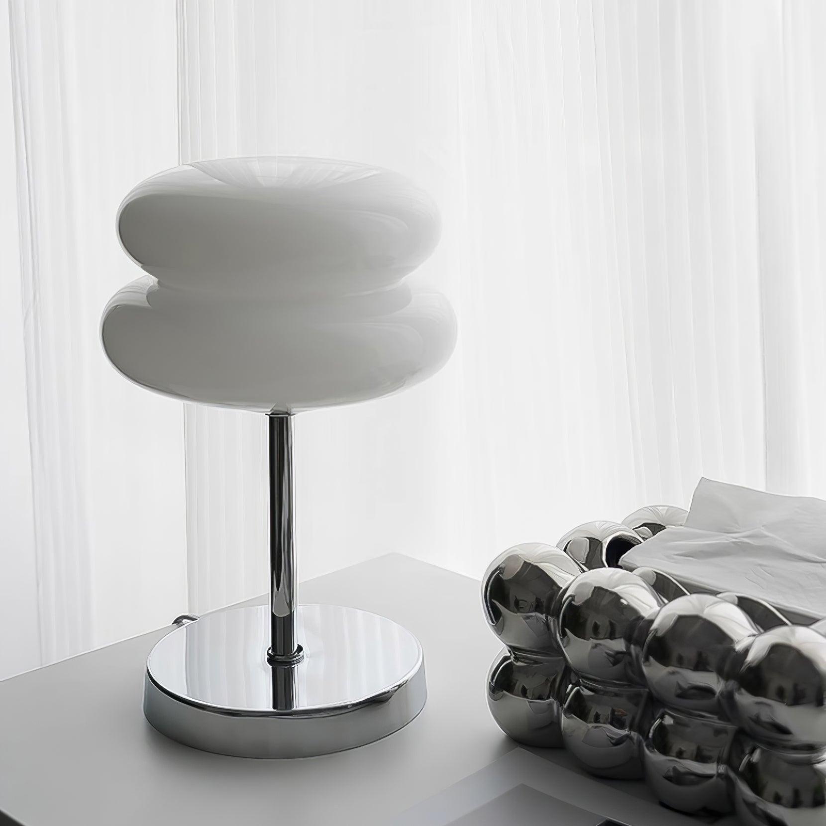 Saturn Ring Glass Table Lamp with Chrome Base and Sphere Shade