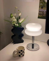 Saturn Ring Glass Table Lamp with Chrome Base and Sphere Shade