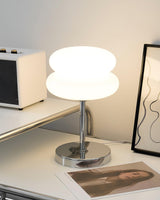 Saturn Ring Glass Table Lamp with Chrome Base and Sphere Shade