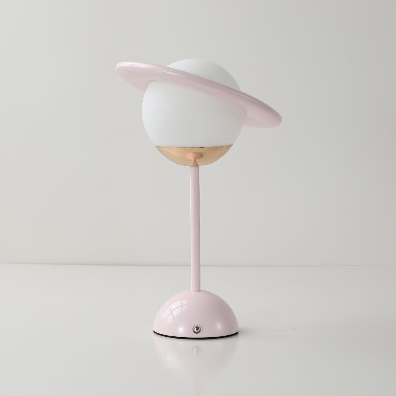 Modern Saturn Planet Geometric LED Table Lamp with Spherical Glass Diffuser