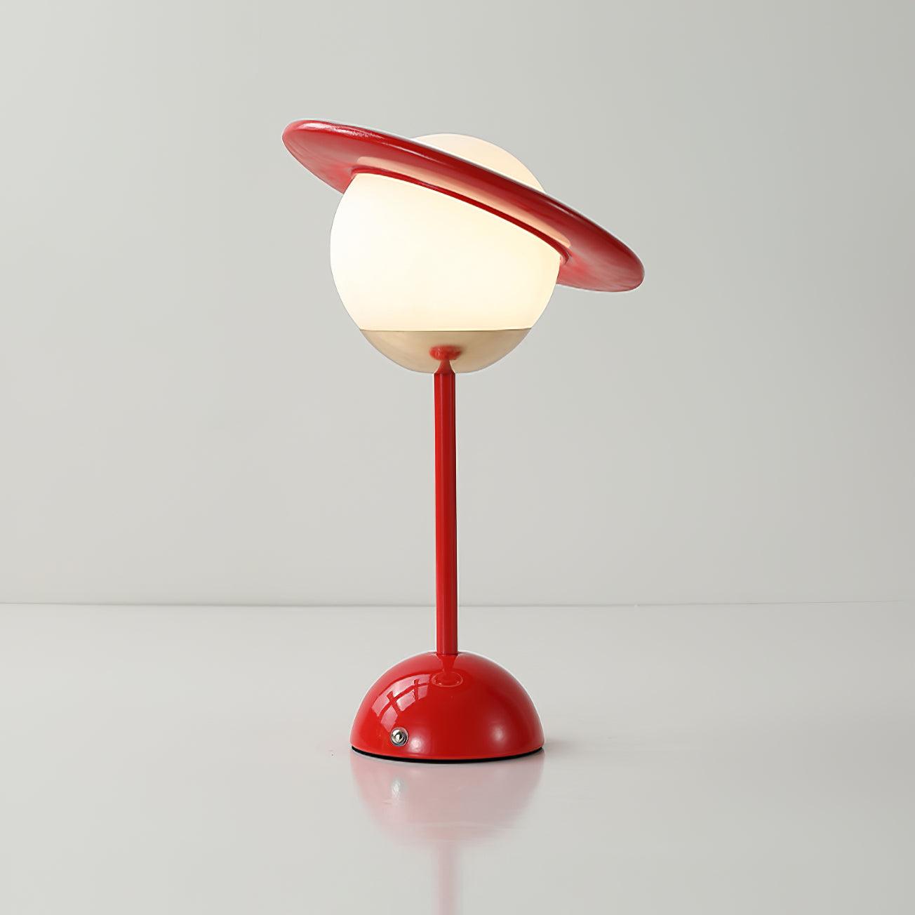 Modern Saturn Planet Geometric LED Table Lamp with Spherical Glass Diffuser