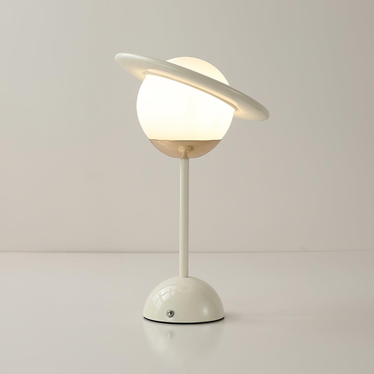Modern Saturn Planet Geometric LED Table Lamp with Spherical Glass Diffuser