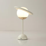 Modern Saturn Planet Geometric LED Table Lamp with Spherical Glass Diffuser
