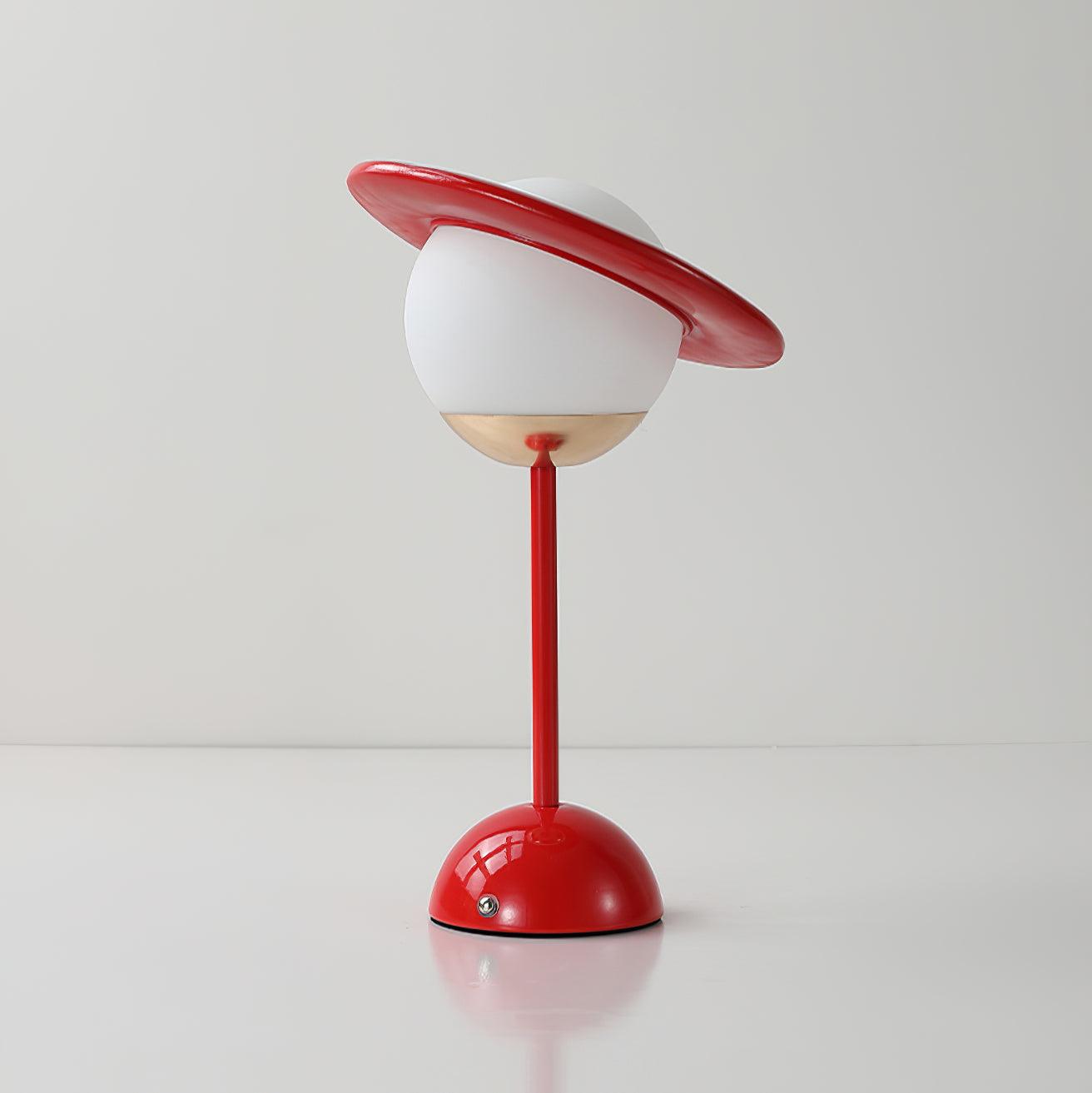 Modern Saturn Planet Geometric LED Table Lamp with Spherical Glass Diffuser