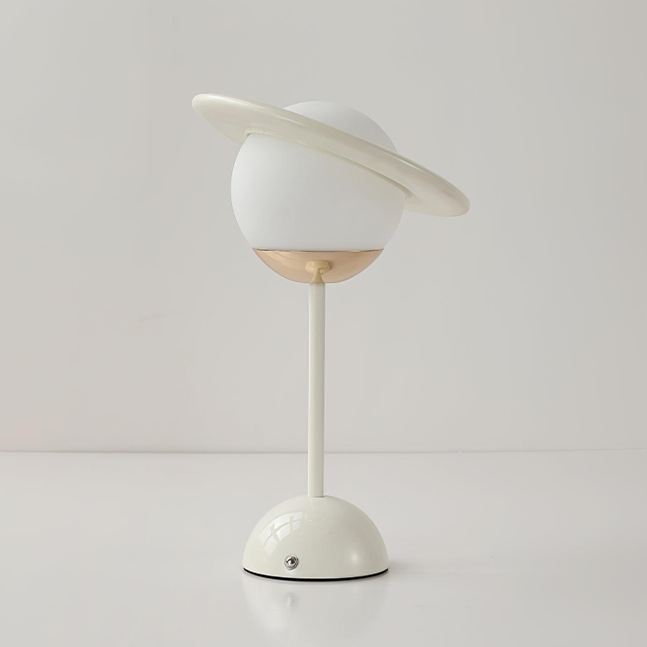 Modern Saturn Planet Geometric LED Table Lamp with Spherical Glass Diffuser
