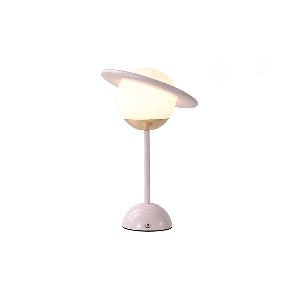 Modern Saturn Planet Geometric LED Table Lamp with Spherical Glass Diffuser
