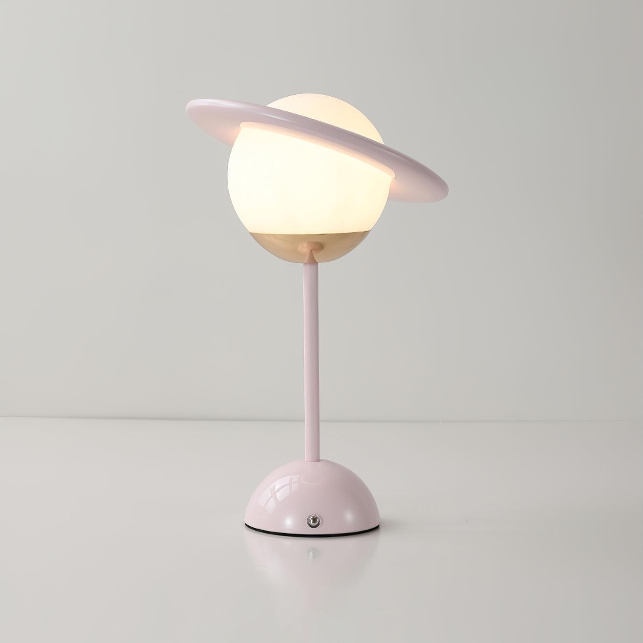 Modern Saturn Planet Geometric LED Table Lamp with Spherical Glass Diffuser