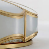 Modern Scalloped Brass Flush Mount Ceiling Light with White Glass Shade