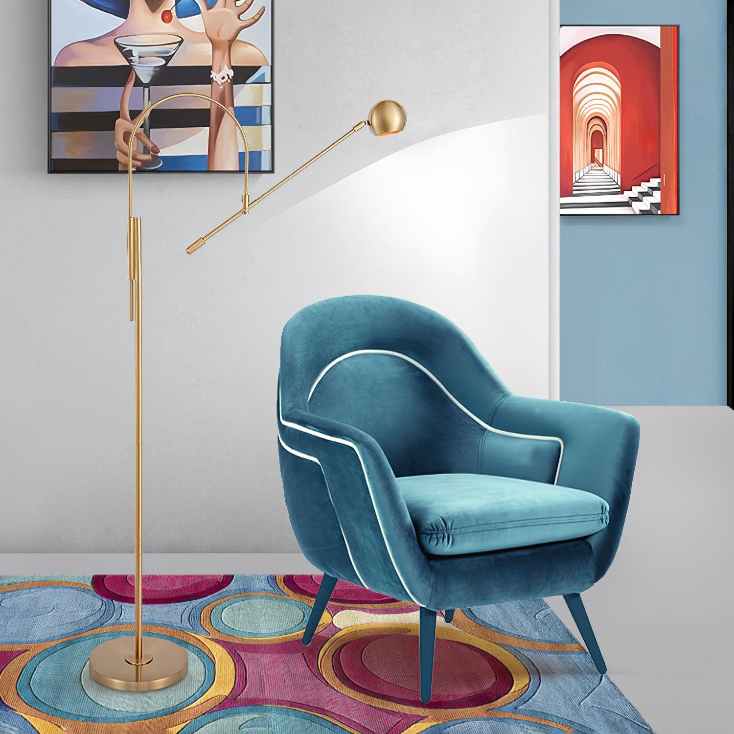 Modern Scandinavian Gold Floor Lamp for Ambient Living Room and Bedroom Lighting
