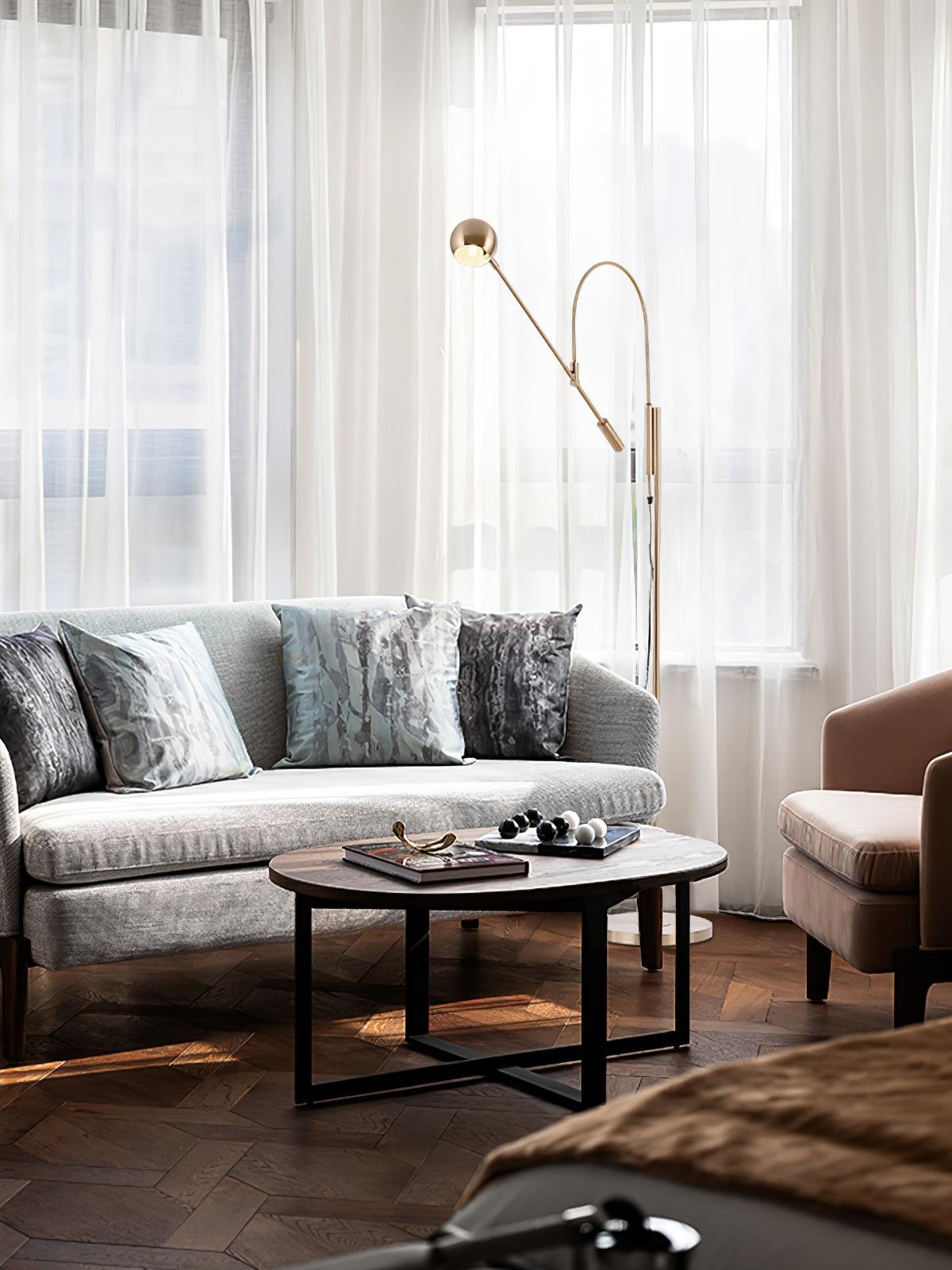 Modern Scandinavian Gold Floor Lamp for Ambient Living Room and Bedroom Lighting
