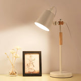 Modern Minimalist Wood and Metal Task Lamp Adjustable Rotating Office Desk Light