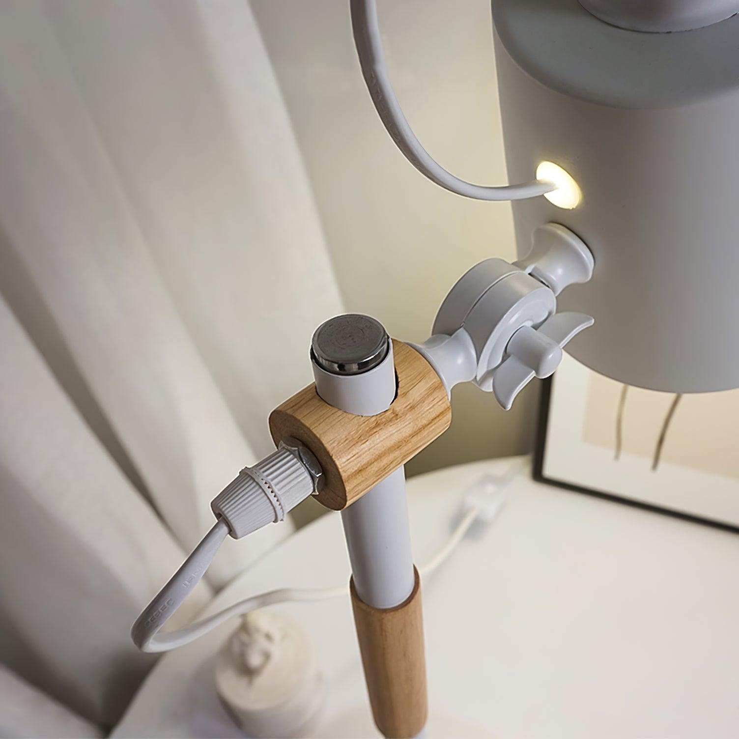 Modern Minimalist Wood and Metal Task Lamp Adjustable Rotating Office Desk Light