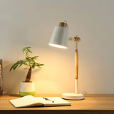 Modern Minimalist Wood and Metal Task Lamp Adjustable Rotating Office Desk Light