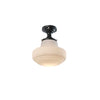 Modern Ribbed Glass Schoolhouse Flush Mount Ceiling Light for Kitchen and Entryway
